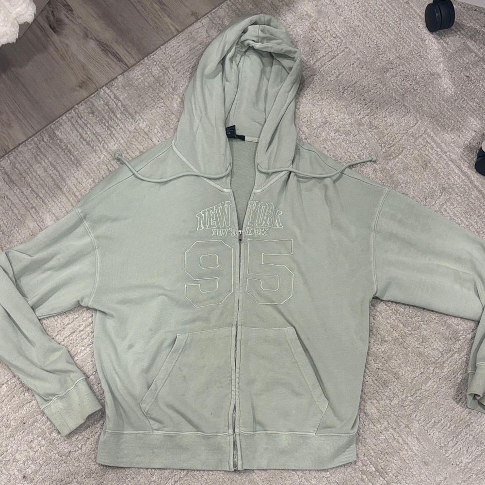 Light Mint Green Zip up Hoodie